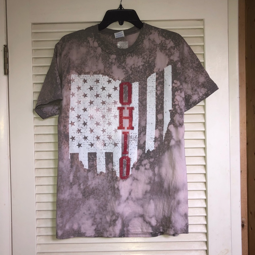 ohio state bleach tie dye t shirt